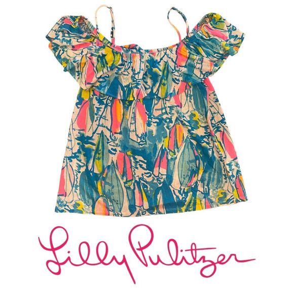 Lilly Pulitzer Tamiami Off-the-Shoulder Top in “Beach and Bae” Size XXS‎ - Picture 1 of 9